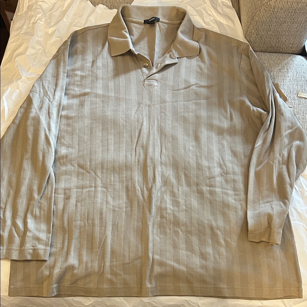 Alfani Men's Beige Polo Shirt Long Sleeve